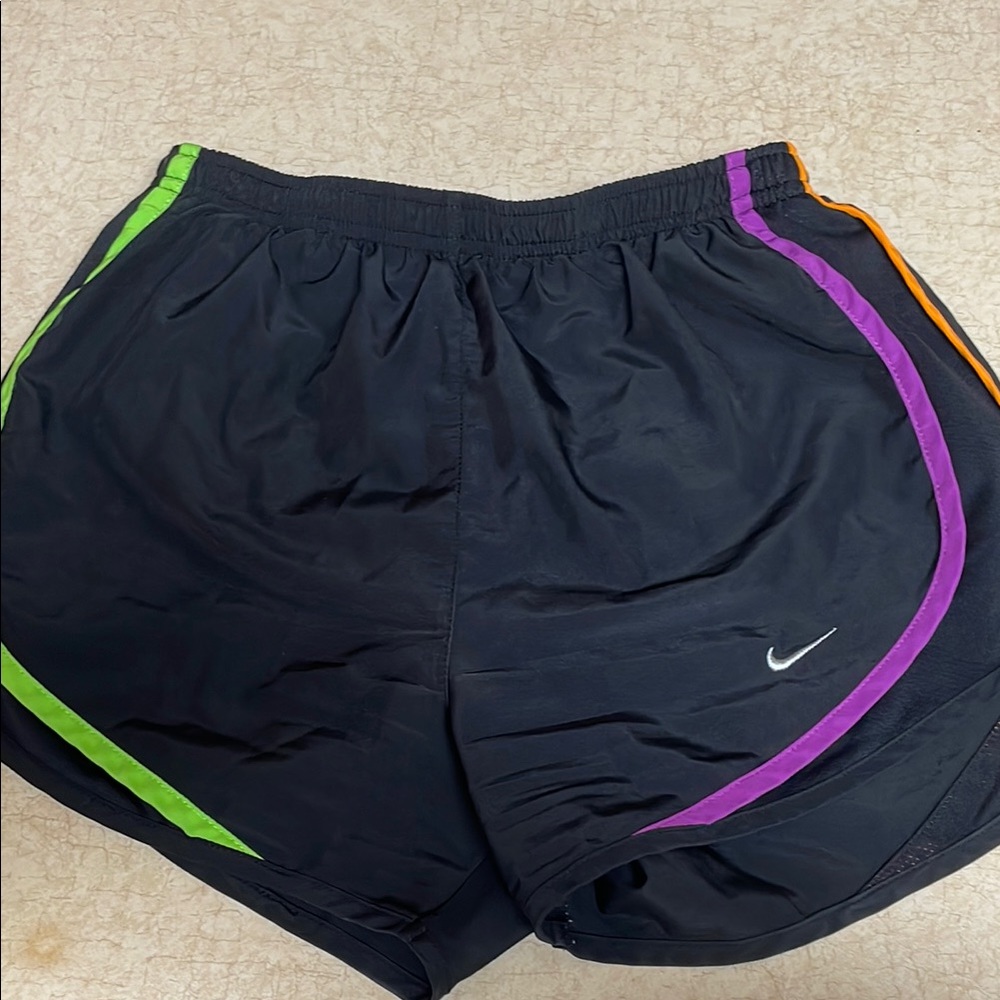 Nike Black Running Shorts with Colorful Stripes